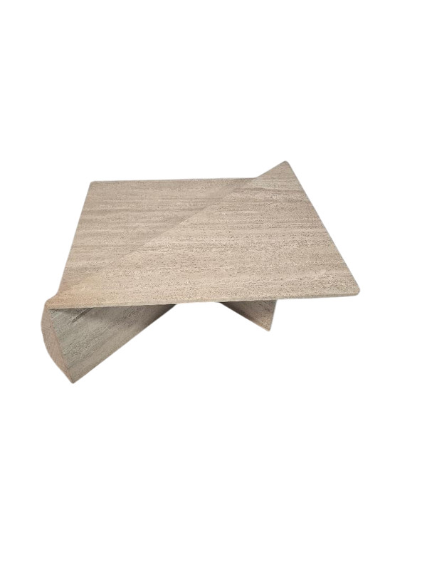 Postmodern Travertine Asymmetrical Sculptural Coffee Table