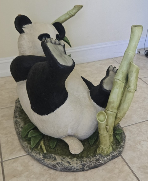 Vintage Retro Panda Coffee Table Heavy Resin Base Glass Top 70s Kitsch Decor gallery