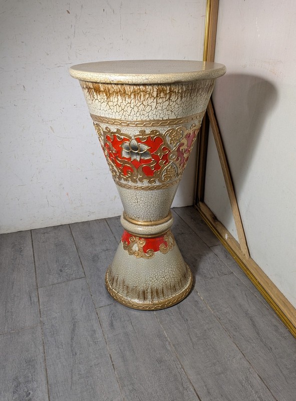 Vintage Italian Florentine Hollywood Regency Round Pedestal Plant Stand Table R5