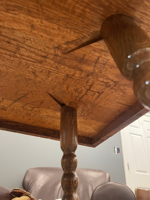 Antique tiger oak parlor side table W/brass and crystal ball feet Nice Condition gallery