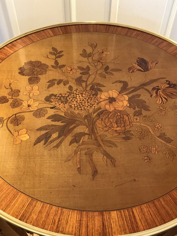 Signed Linke Gilt-bronze Mounted Kingwood, Satiné & Floral Marquetry Side Table gallery