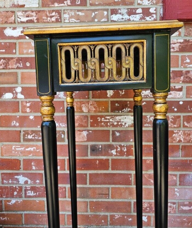 Vintage Theodore Alexander Regency Style Gilt Plant Fern Stand Leather Top #2 gallery