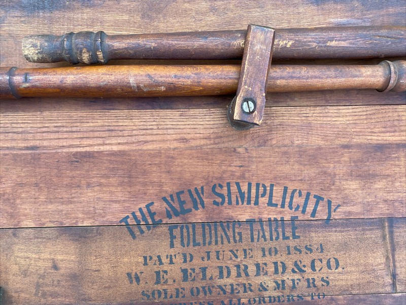 ANTIQUE "SIMPLICITY" FOLDING SEWING MEASURING TABLE 42"x21.5” Vintage Decor gallery