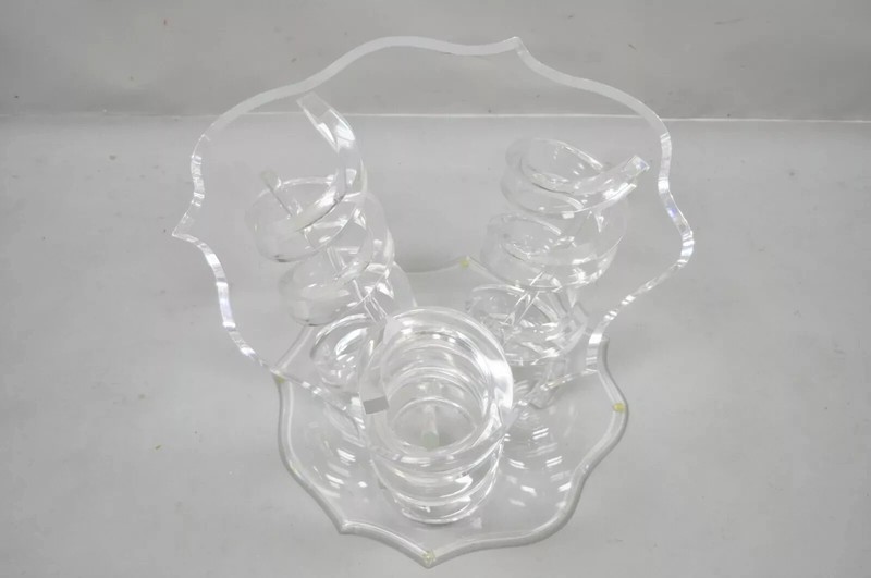 Vintage Mid Century Modern Lucite Spiral Coil Curly Cue Side Table Coffee Table gallery
