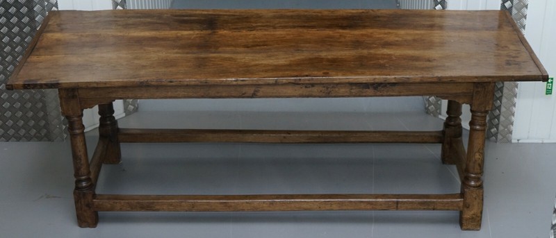 VERY RARE CHARLES I 1630 OAK REFECTORY DINING HALL TABLE, PLAISH HALL SHROPSHIRE gallery