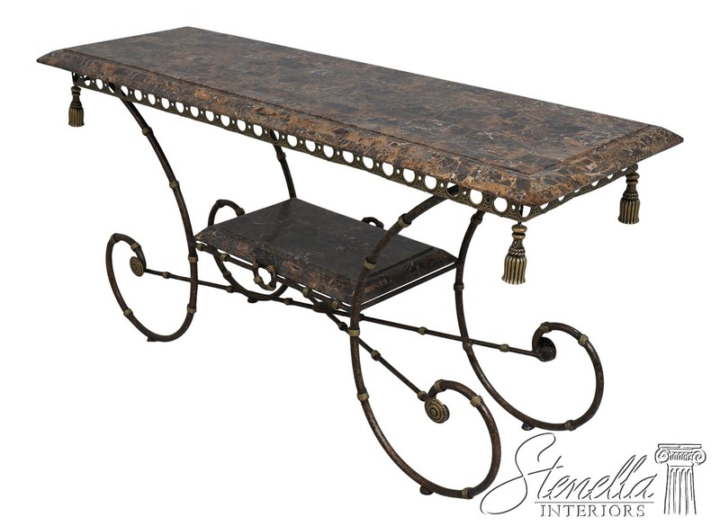 L66765: French Style Marble Top Metal Base Pastry Console Table