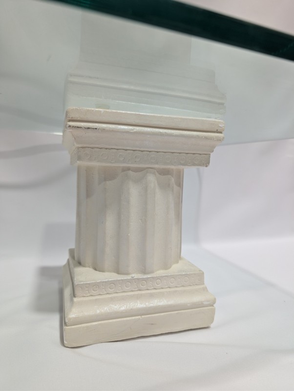 Vtg Neoclassical Glass Console Table Hand Carved Plaster Columns Pedestal Mexico gallery