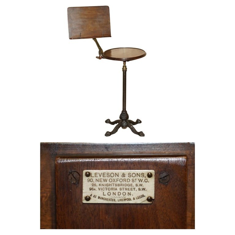 FULLY ADJUSTABLE ANTIQUE VICTORIAN LEVESON & SON’S METAL READING MUSIC TABLE