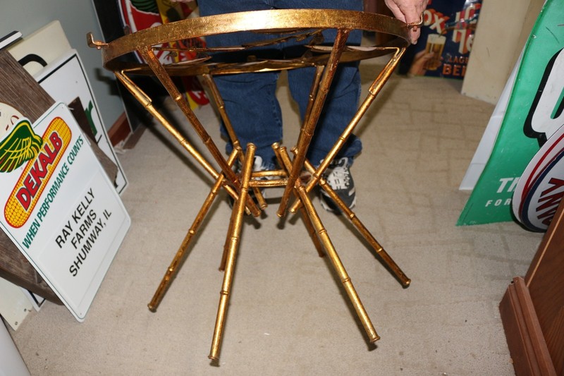 Rare Vintage MCM Maison Bagues Style Faux Bronze Bamboo & Leaves Glass Top Table gallery