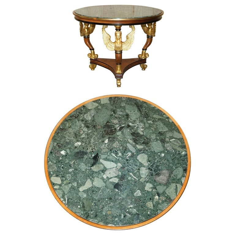 VINTAGE EGYPTIAN REVIVAL SPHINX GILTWOOD & MARBLE CENTRE OCCASIONAL TABLE