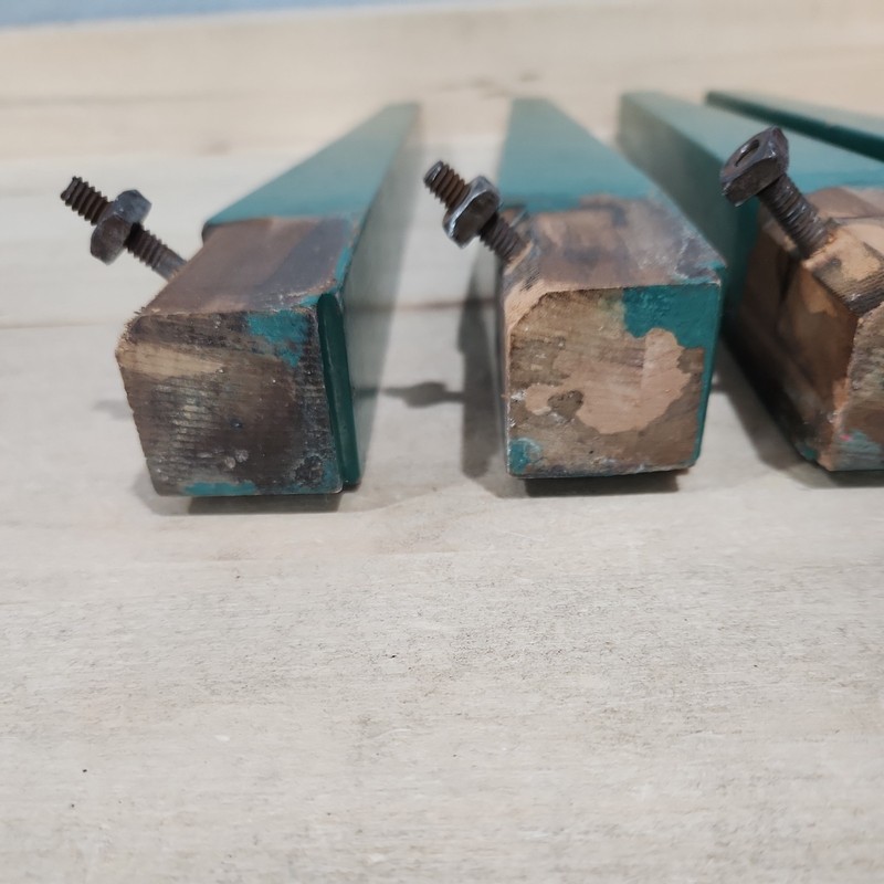 Vintage MCM Set of 4 Tapered Coffee Table Wood Legs Corner Hardware 14 1/8" Long gallery
