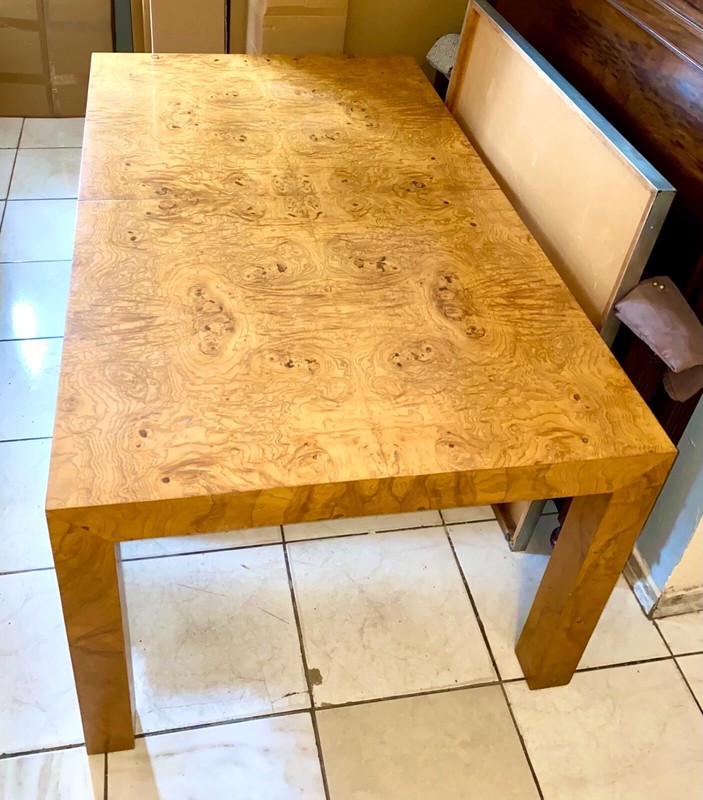 Milo Baughman Thayer Coggin Modern Burl Wood Extension Dining Table