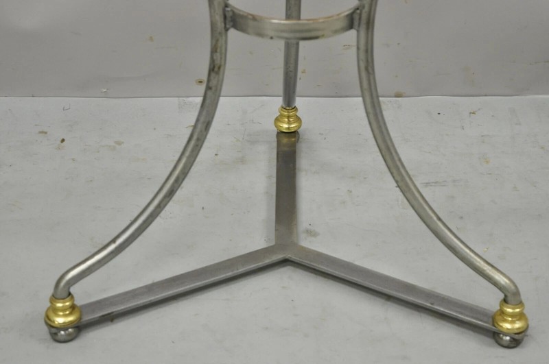 Italian Neoclassical Maison Jansen Style Steel & Brass Round End Tables - a Pair gallery