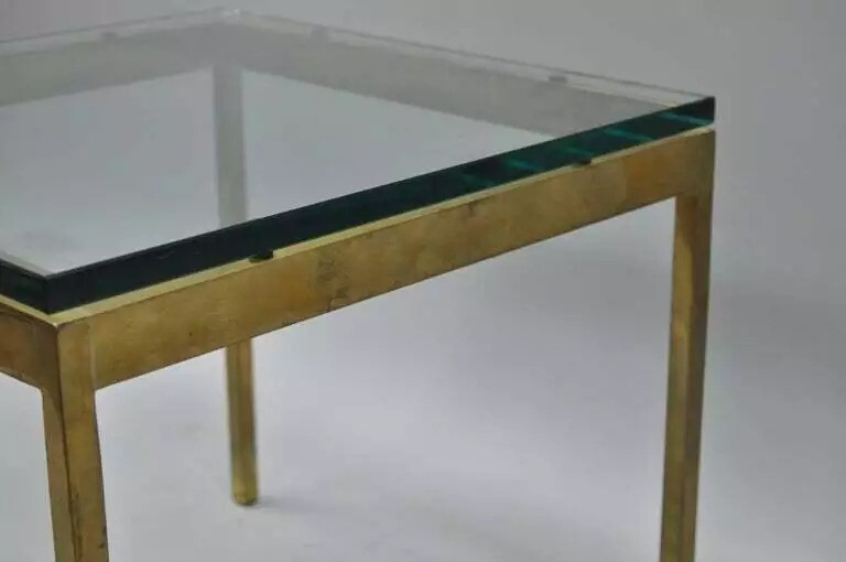 Mid Century Modern Burnished Brass Bronze Square Side Table by Scope Furniture gallery