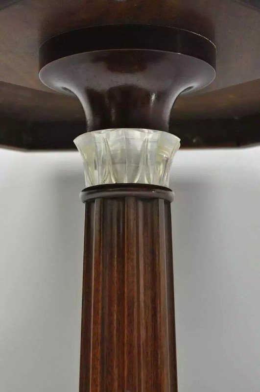 Art Deco Grosfeld House Style Octagonal Mahogany & Lucite Pedestal Side Tables gallery