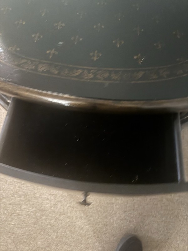Neoclassical Hollywood Regency Black Demi-Lune Console Table gallery