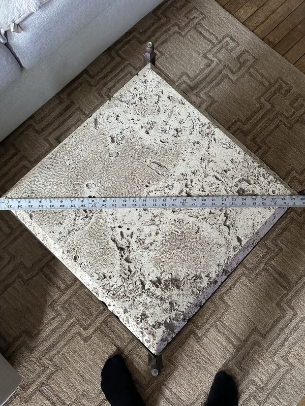 Solid Travertine Coffee Table with Iron Frame – Sculptural Modern Design gallery