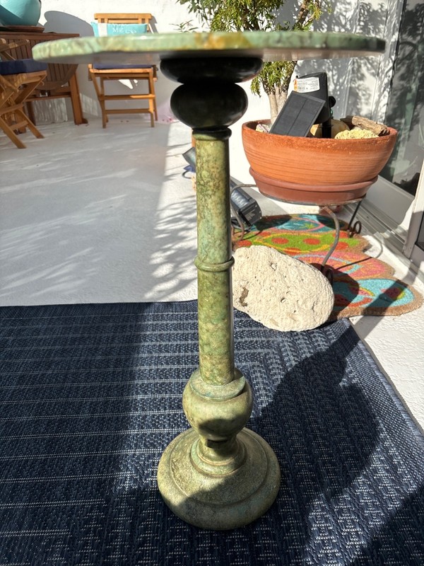 Made in Italy Marble Alabaster Top, Column and Pedestal Table Plant Stand gallery