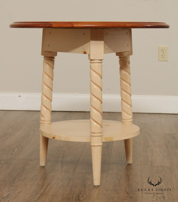 Rustic Vintage Pine Round Side Table gallery