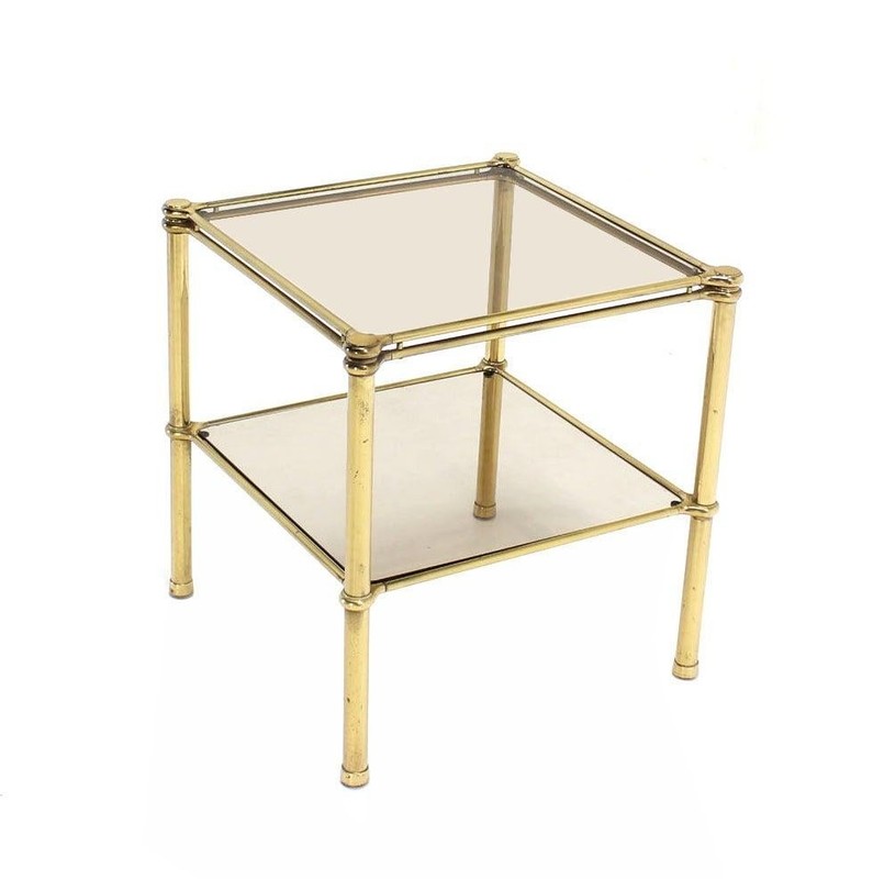 Unusual Brass Square Two-Tier Side or End Table gallery