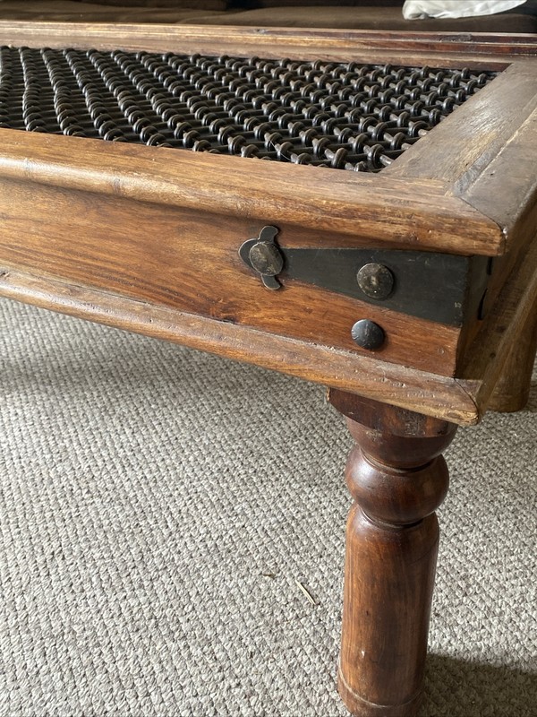 Antique Spanish Style Coffee Table With Iron Lattice gallery