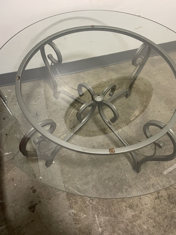 Wrought Iron Round Coffee Table thick Glass top 36” Diameter gallery
