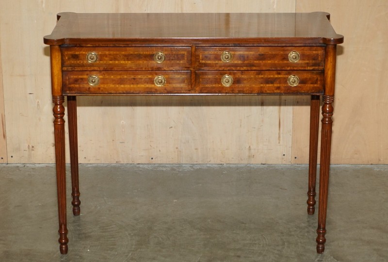 EXQUISITE CIRCA 1920 BURR ELM & SATINWOOD FRENCH POLISHED RESTORED CONSOLE TABLE gallery