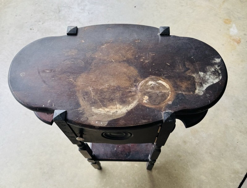 Early 1900s H.T. Cushman Mfg. #244 Smokers Table 20.5 W x 26 H x 12 D -No Stands gallery