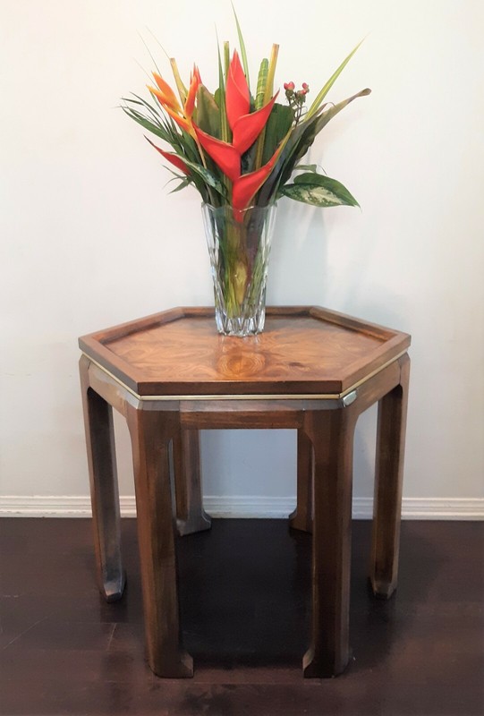 Vintage Altavista Lane Walnut Hexagonal Side Table gallery