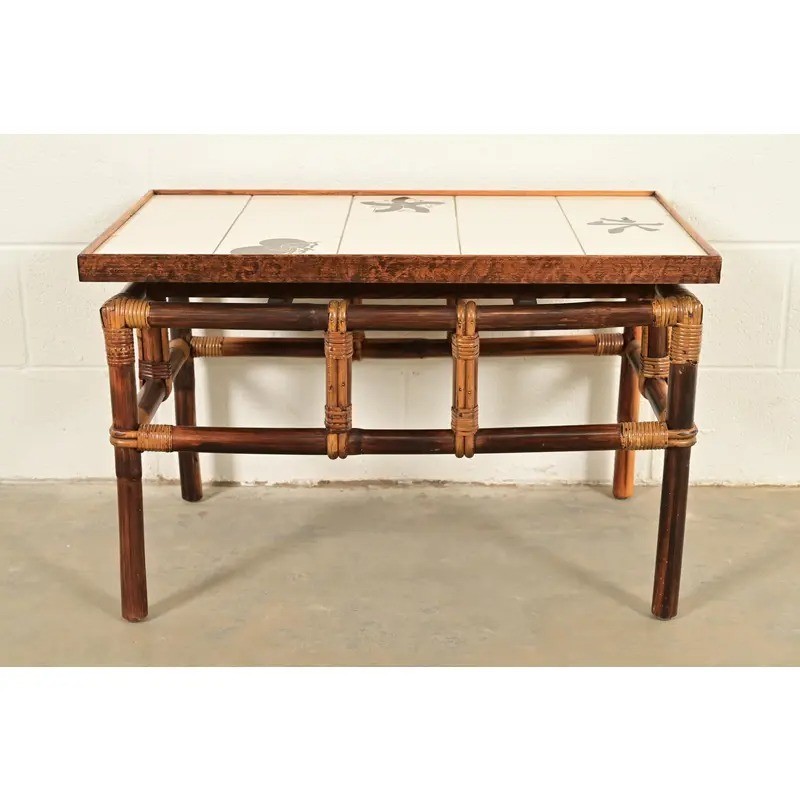 John Wisner Mid-Century Hollywood Regency Tile Top Side Table, 1950s gallery