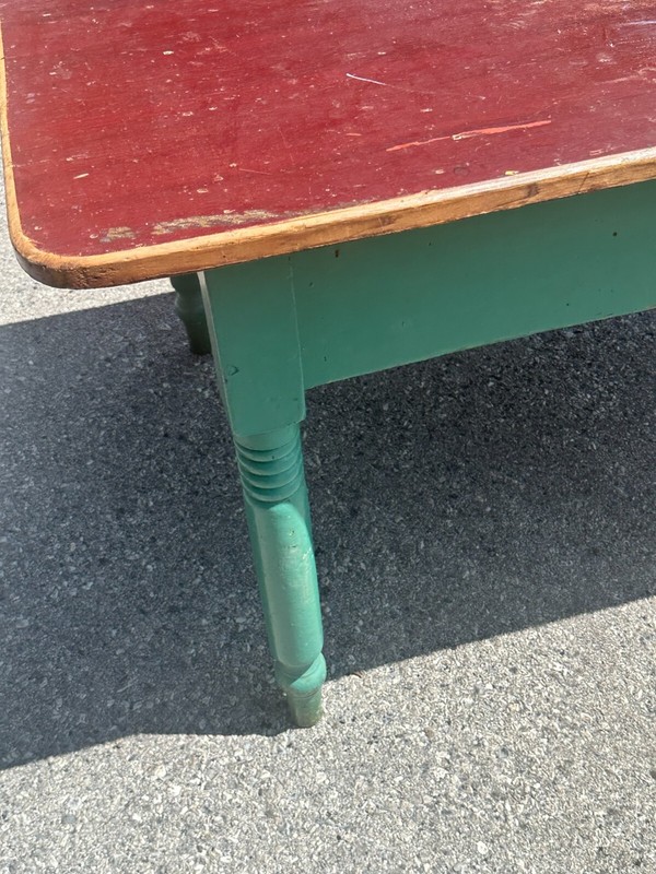 antique old paint large farm table country 1800s primitive tavern green red gallery