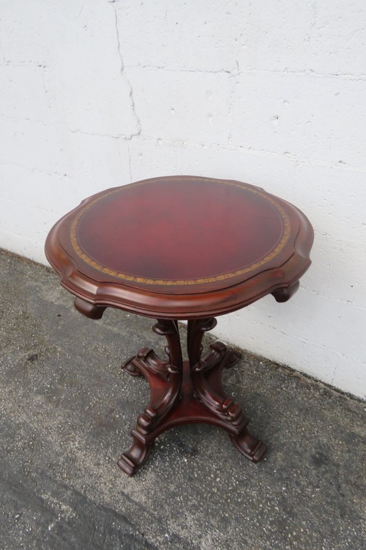 Mahogany Cherry Leather Top Side End Table 5956 gallery