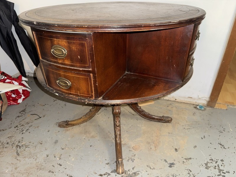 1930s Duncan Phyfe ~ Leather Top Rotating Library Drum Table ~ Mahogany ~ EUC! gallery