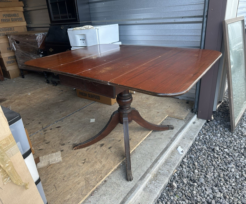 Traditional Dark Brown Wood Drop Leaf Table, Varnished Rectangular 56x38x30
