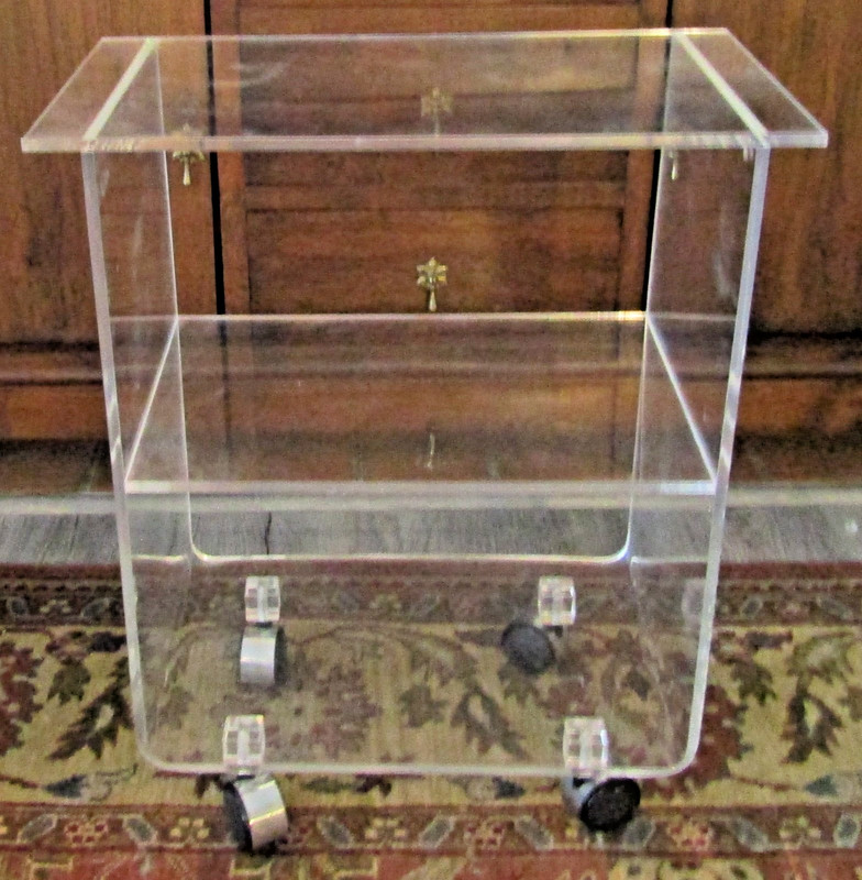 Vintage Lucite Side Table Bar Cart with Casters gallery