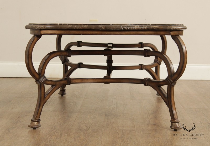 Rustic European Style Faux Marble Top Metal Base Coffee Table gallery
