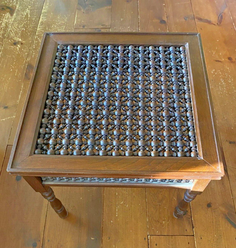 Vintage Moroccan Mid-Century Modern Carved Wood Bobbin Side End Coffee Table gallery