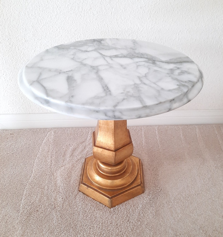 Vintage Gold White Marble Side Table **LOCAL PICKUP SAN DIEGO ONLY**