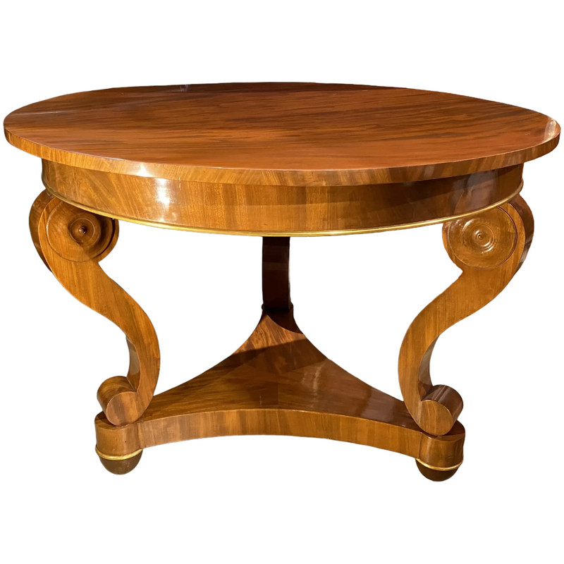 Charles X Style Parcel Gilt Mahogany Round Center Table