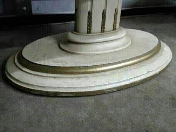 Walnut Wood Shabby Chic Oval Stands Pedestal Vtg End Tables Rapids Furniture Co gallery
