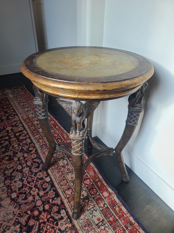 Maitland Smith Style Gothic Side Table w/ Winged Griffins