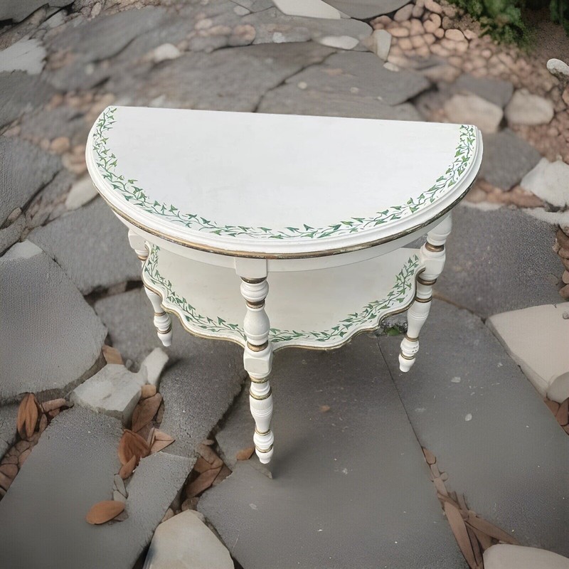 Vintage 1930s French Provincial Half Moon Console Table