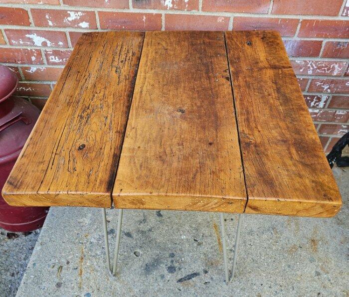 Vintage Heavy Butcher Block Wood Plant Fern Stand Side Table Handmade gallery