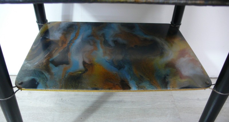 50s Coffee Table w/wheels, black & marbled top Mid Century Modern Germany gallery