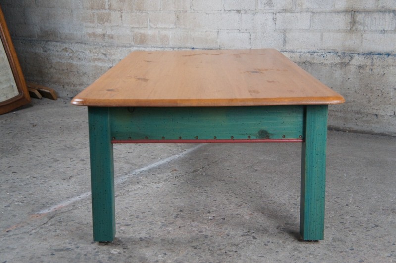 Vintage Painted Pine Distressed Farmhouse Rustic Country Coffee Cocktail Table gallery