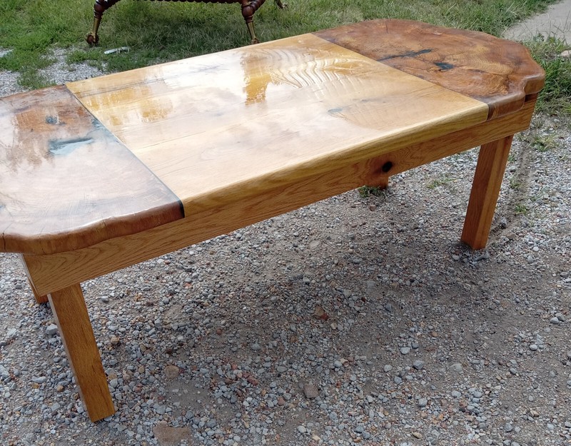 Solid Oak and Elm Live Edge Slab Coffee Table (CT332) gallery