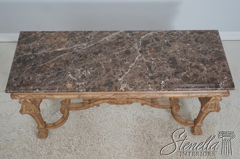L72841: Vintage Italian Louis XVI Style Carved Marble Top Table gallery