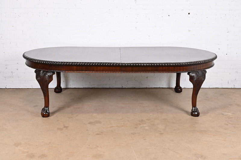 Maitland Smith Monumental English Chippendale Carved Mahogany Dining Table