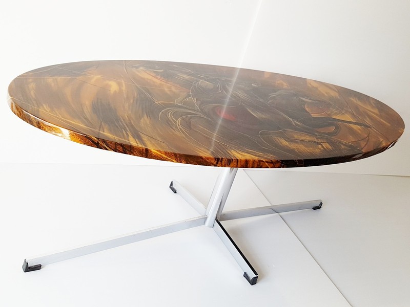 Superb Coffee Table With Horses 1960 1970 Vintage Plastic Resin 60's 70's gallery