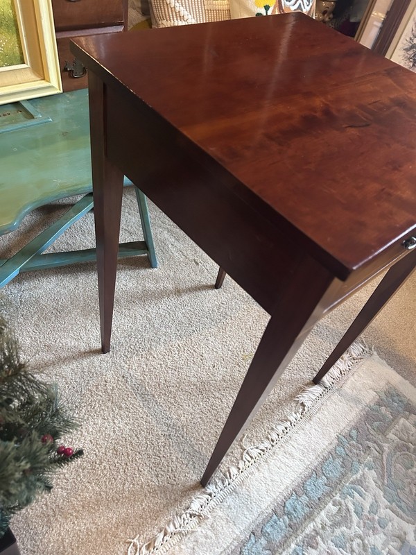 Antique Inlaid Cherry Side Table With Drawer gallery